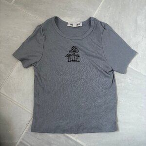 adorable grey mushroom baby tee